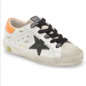 Golden goose kid sneakers, orange, white, black. Good condition.